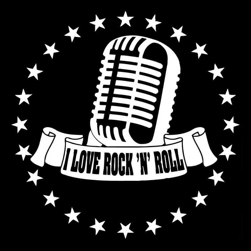 15,2 см * 15,2 см I Love rock'n'ролл Muisic микрофон винил черный/белый креативный декоративная наклейка для автомобиля
