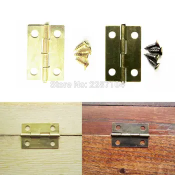 

12pc Antique Brass Golden Jewelry Chest Gift Wine Music Wooden Box Case Furniture Dollhouse Door Window Hinge 16*24mm with screw