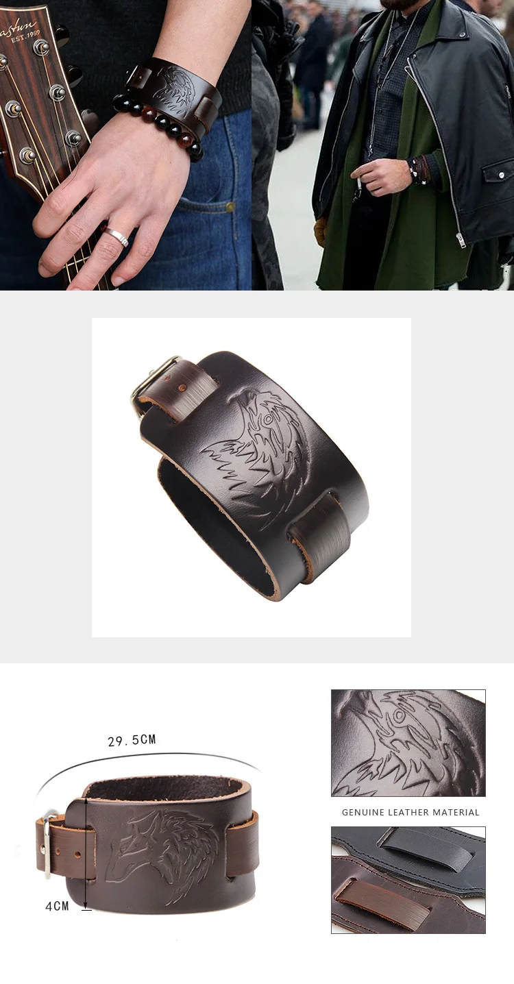 Мужской кожаный браслет с орлом религиозный Тотем браслет ювелирные изделия с перекрестной каймой модная индивидуальность Domineering