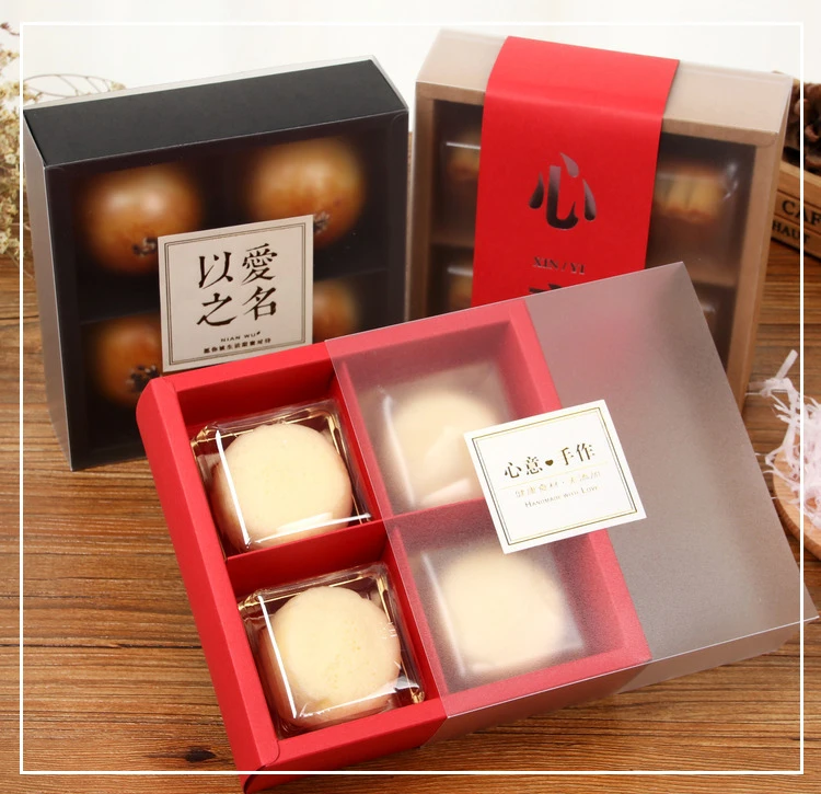 

10pcs/Thickened 80g Kraft Paper/card Paper Packaging Box With 2/4/6 Pieces Mooncake Gift Box Kraft Paper Frosted Cake Box