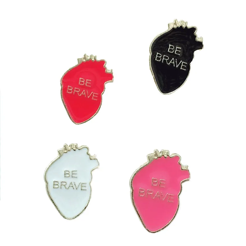 4 Pin значки с героями мультфильмов буквы BE BRAVE Броши для женщин Brave Heart Pins ювелирные изделия для воина эмаль значки на рюкзак сумка аксессуары