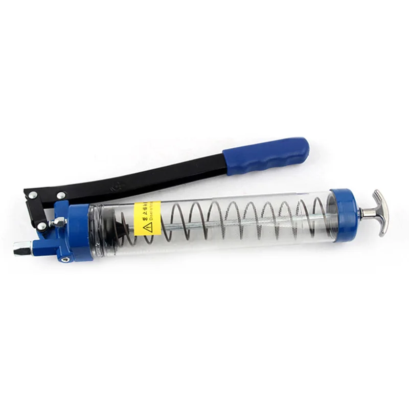 

600cc grease gun single piston spring type high pressure grease gun manual transparent gun body double pressure butter gun