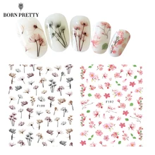 Flower Series Nail Water Decal Stickers Sakura Daisy Lavender Floral Pattern Transfer Sticker Manicure Nail Art
