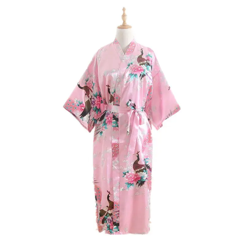 BZEL женский шелковый атлас длинный свадебный халат подружки невесты кимоно халат Feminino банный халат большого размера, в цветочек Peignoir Femme сексуальный халат