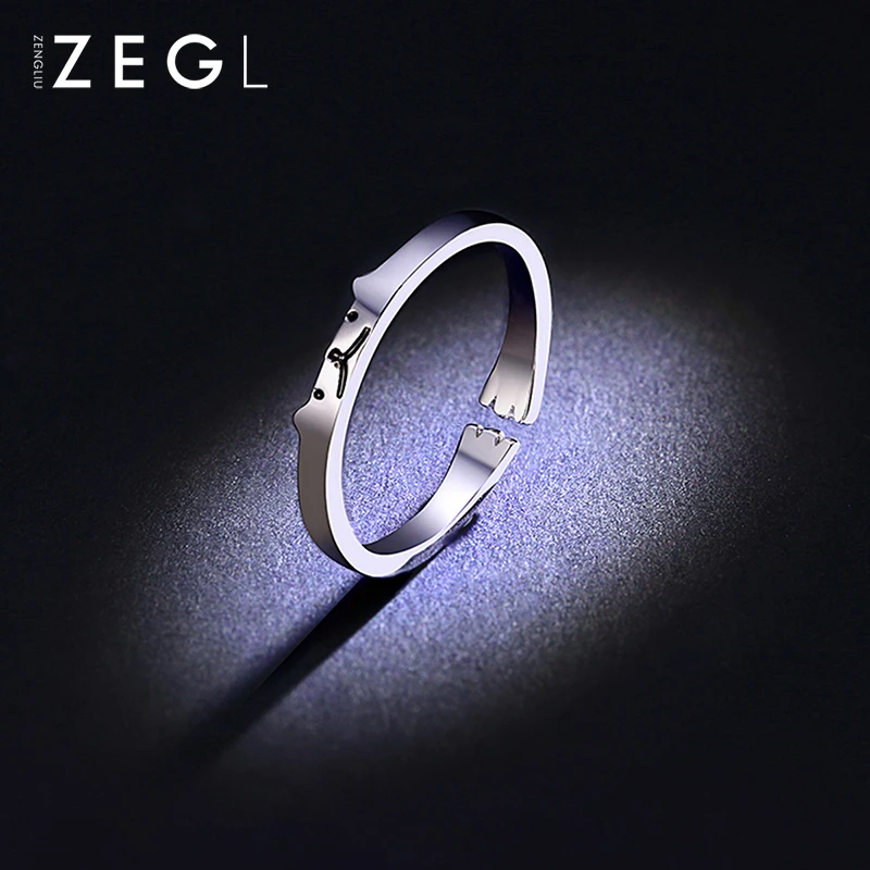 

ZEGL Exquisite Ring Open Sterling Silver Jewelry Ring Lady Ring Cat Ring Phalanx ring