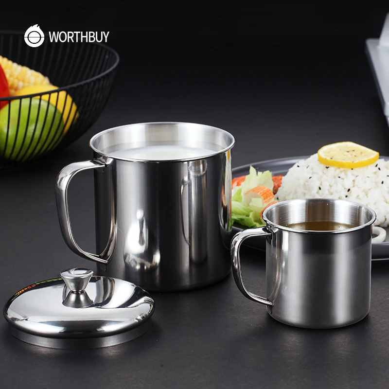 WORTHBUY 304 кофейная кружка из нержавеющей стали с ручкой крышки кухонная посуда для