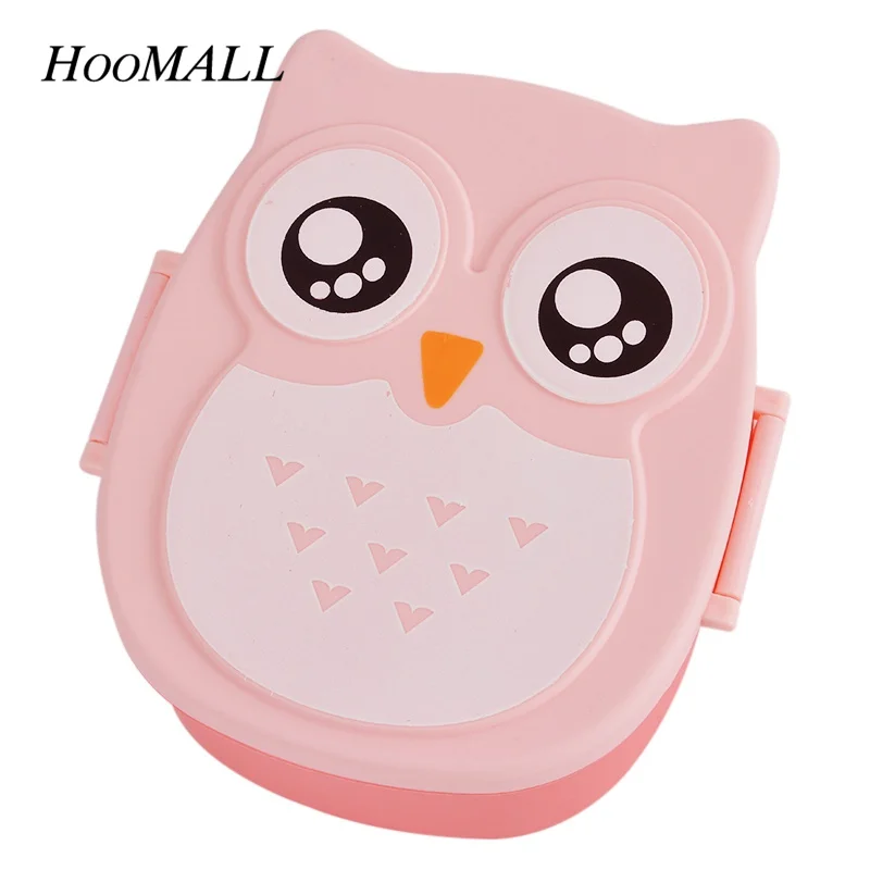 

Hoomall Cute Owl Pattern Students Lunch Box with Spoon Portable Kids Bento Box 900ml Food Container Camping Picnic Storage