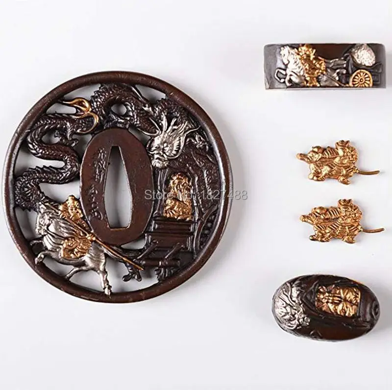 Набор самурайский меч катана Tsuba Menuki Kashira Fuchi латунные фитинги для самурая японский нож вакидзаси Танто красивые металлические поделки