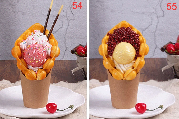 Fake Ice Cream Egg Waffle Model Display Sample Simulation Food Eggettes Puff Egg Bubble Waffle Model Dessert Props Display