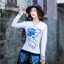 Хлопковый воротник в китайском стиле на раннюю весну, тонкая футболка с длинными рукавами и вышивкой