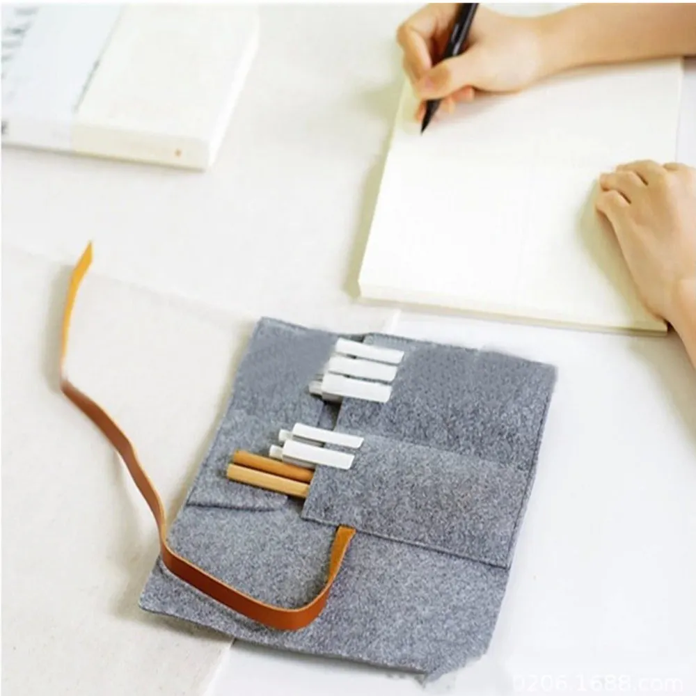 Portable Roll School Pencil Case Felt Cloth Pen Bag for Girls Boys Cute Large Capacity Pencilcase Box Stationery escolar Trousse