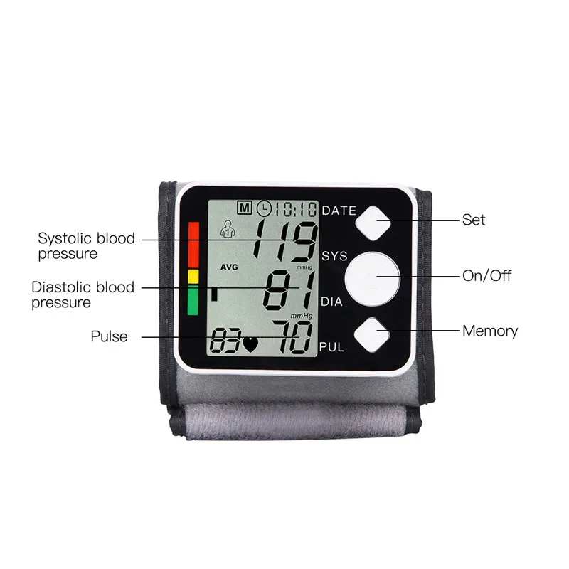 Home Use Automatic Wrist Digital Portable Blood Pressure Monitor