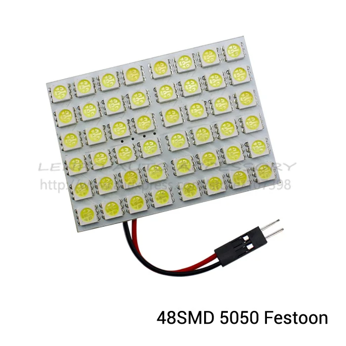 1XT10 W5W C5W C10W гирлянда (31 мм 42 мм) 2 адаптерами 48 светодиодный 5050 smd Автомобильная
