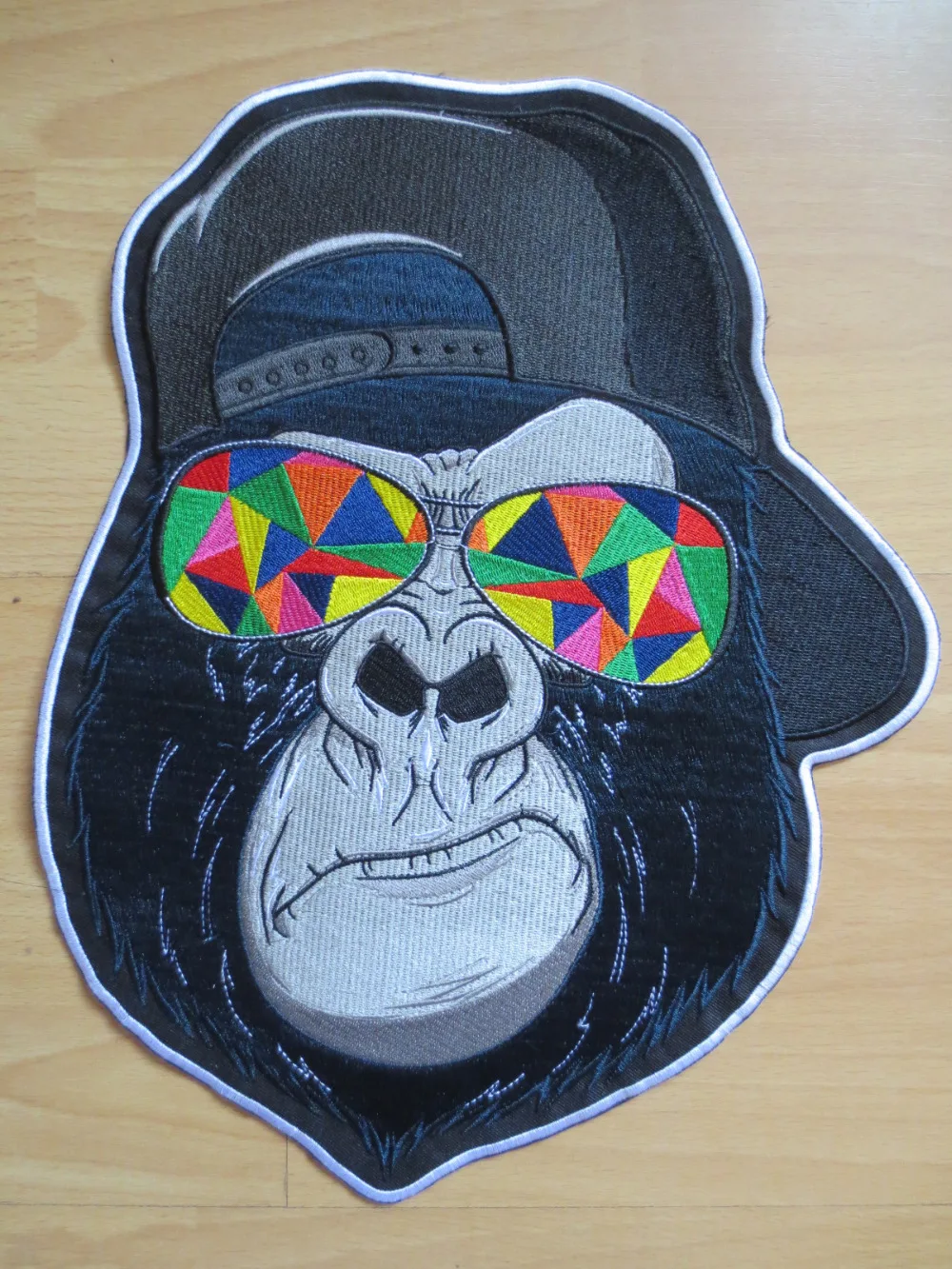 

13.6'' inches Gorilla wearing sunglasses large Embroidery Patches for Jacket Back Vest Motorcycle Biker