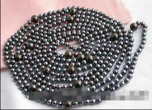 

3340 black round freshwater pearl necklace
