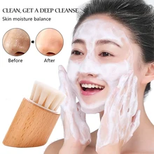 Beech Facial Cleaning Brush Soft Nylon Bristles Deep Cleaning Pores Beech Handle Face Cleansing Brush