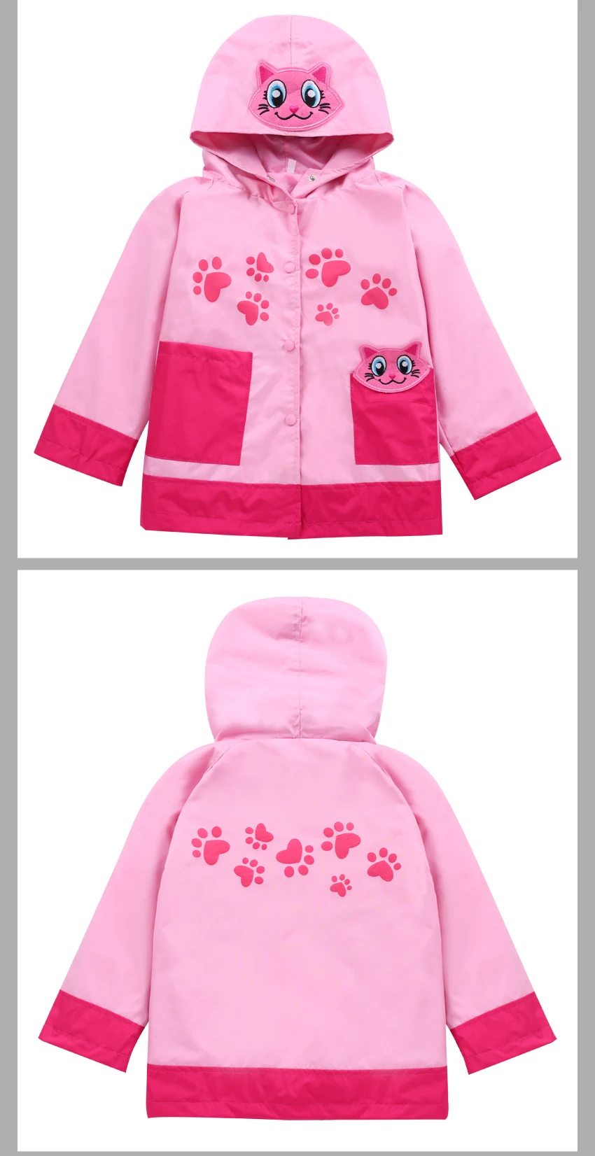 Новорожденных девочек мультфильм куртки для кофты для девочек Водонепроницаемый плащ детская Костюмы пальто с капюшоном для мальчика Детская верхняя одежда
