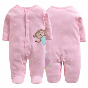 

2018 baby pajamas boys jumpsuit newborn coverall romper cartoon raccoon infants bebe jumpsuit baby girls clothes monkey