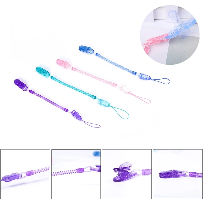 

Baby Fasion Infant Toddler Dummy Pacifier Spring Soother Nipple Clip Chain Holder Strap 5 Colors