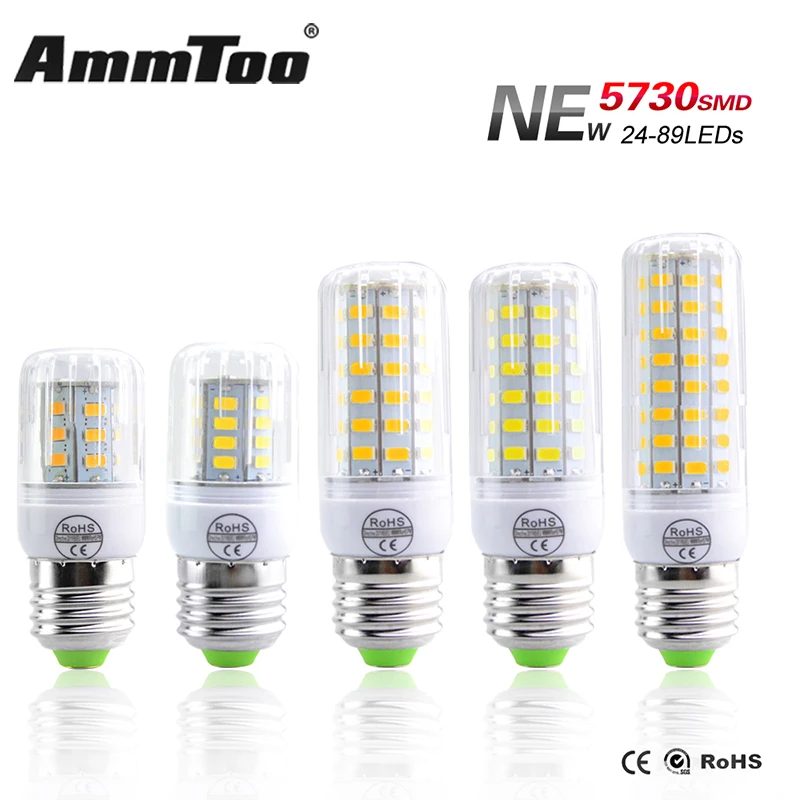 

3rd SMD5730 E27 LED Lamp Light Fast Heat Dissipation Lampshade Led Corn Bulb 24-108Leds Spot Light Chandelier Long Life Span