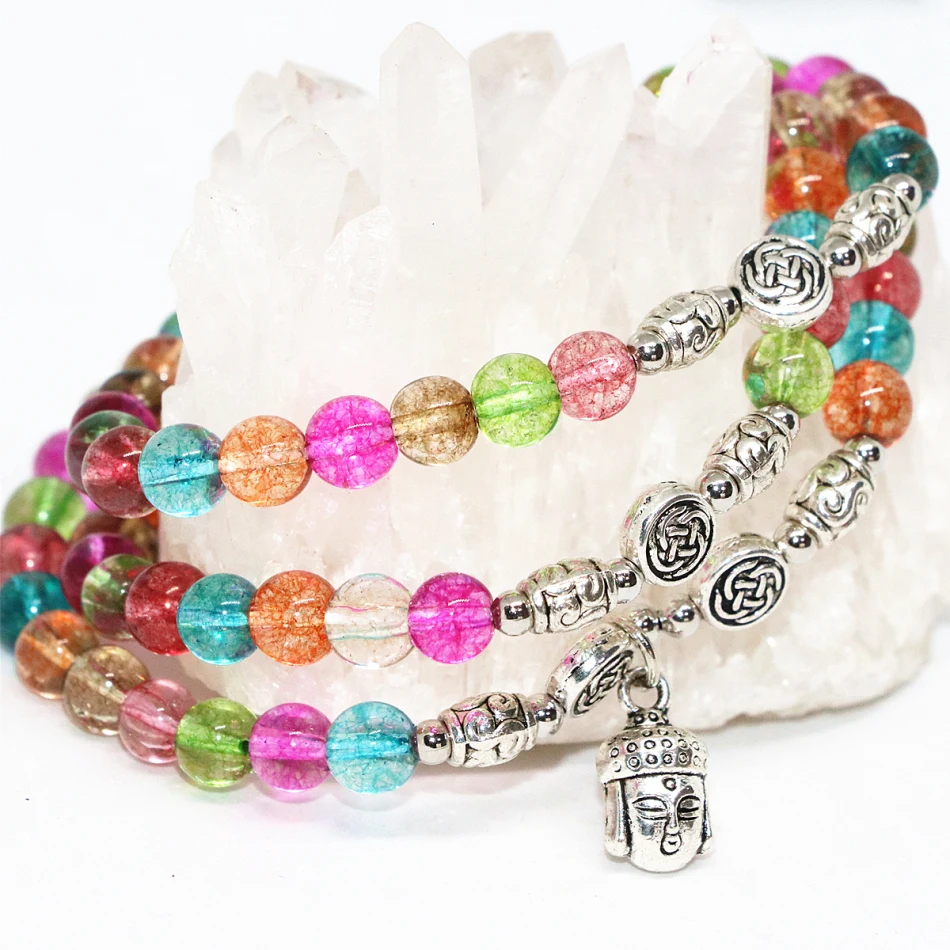 Factory price original design multicolor simulated tourmaline multilayer long elastic bracelet round beads 6mm diy jewelry B2262 | Украшения