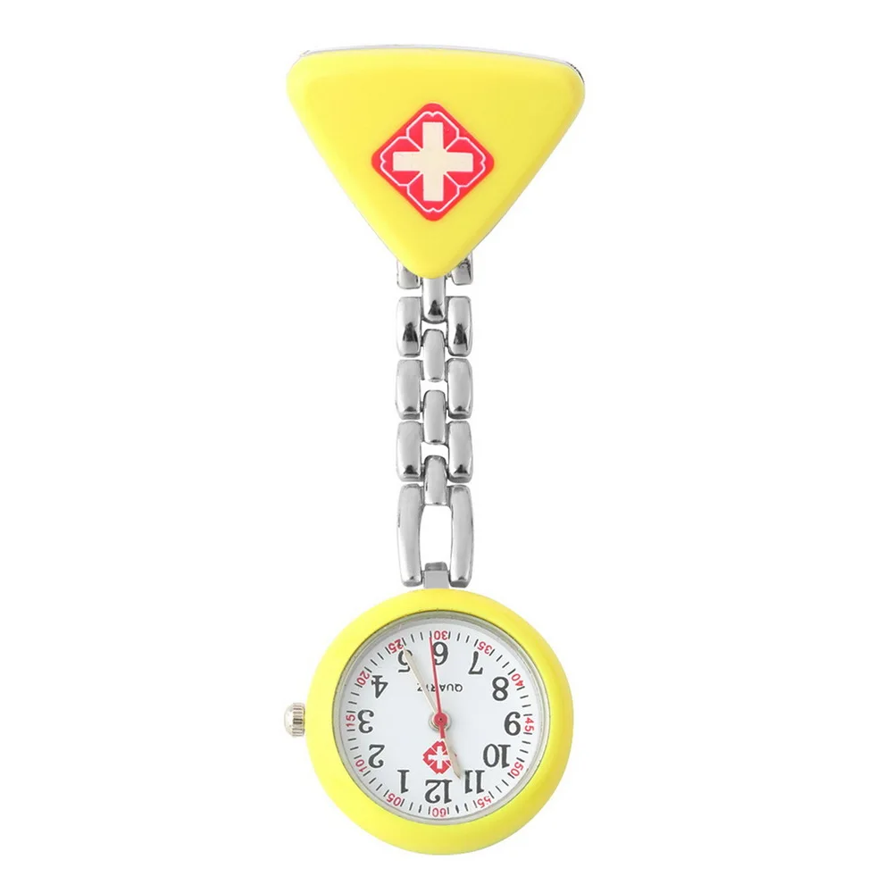 Yellow BUMVOR 1 шт. Лидер продаж зажим медсестры доктор кулон Карманный кварц красный крест брошь медсестры часы брелок подвесной медицинский reloj - Цвет: Yellow