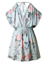 Backless Playsuits Short Rompers Printing Flower V Neck Jumpsuit Waist Casual Summer Sexy Deep Women Jumpsuits