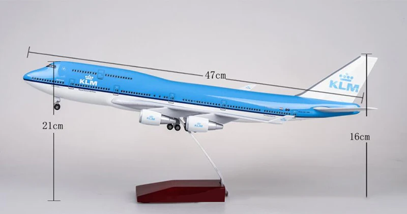 1/157 масштаб 47 см самолет Boeing B747 KLM королевский синий белый голландские авиалинии Модель W светильник колесо литье под давлением пластиковая Смола самолет Collec