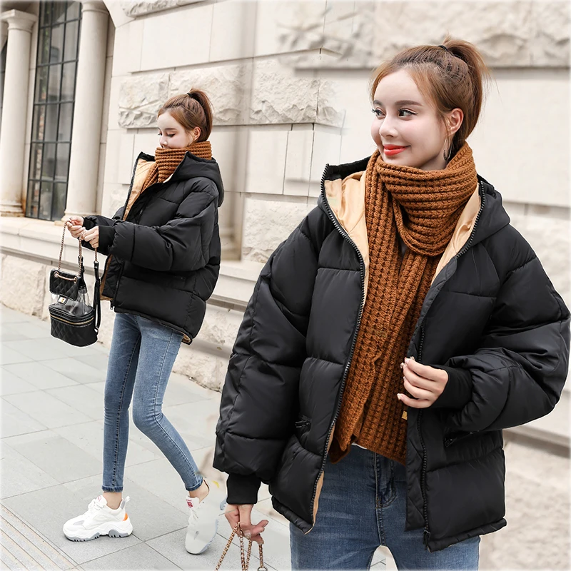  Korean Style 2019 Winter Jacket Women Hooded Oversized Bubble Fashion Female Coat Outwear Short War