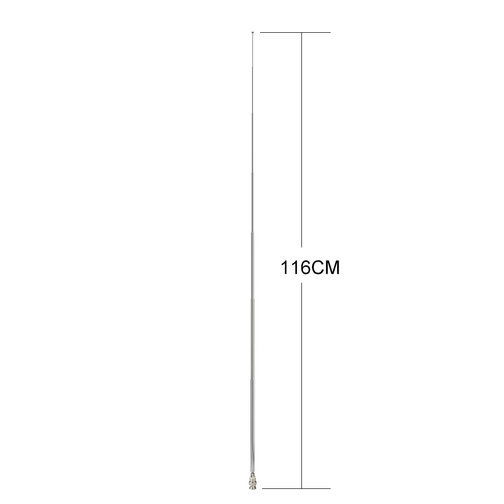 Eightwood HF VHF UHF 115cm 7 Sections Telescopic BNC Male Antenna for Ham Mobile Two Way Radio Police Scanner Frequency Counter