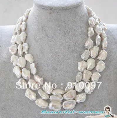 

>>>48" 20mm pink baroque keshi reborn pearl necklace silver clasp