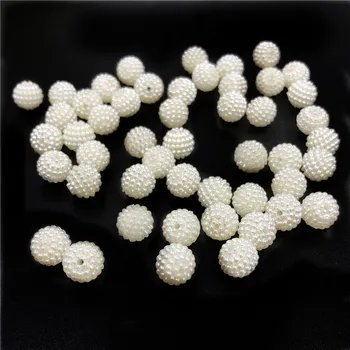 

Hot Sale Handmade Material Imitation Pearl Beige round Acrylic Loose Beads Jewelry Accessories Bayberry ball DIY wholesale