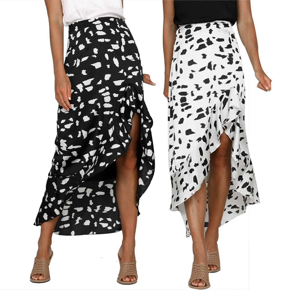 LASPERAL/ г. Летняя асимметричная юбка цельная богемная длинная юбка с запахом, гофрированная пляжная юбка на шнуровке
