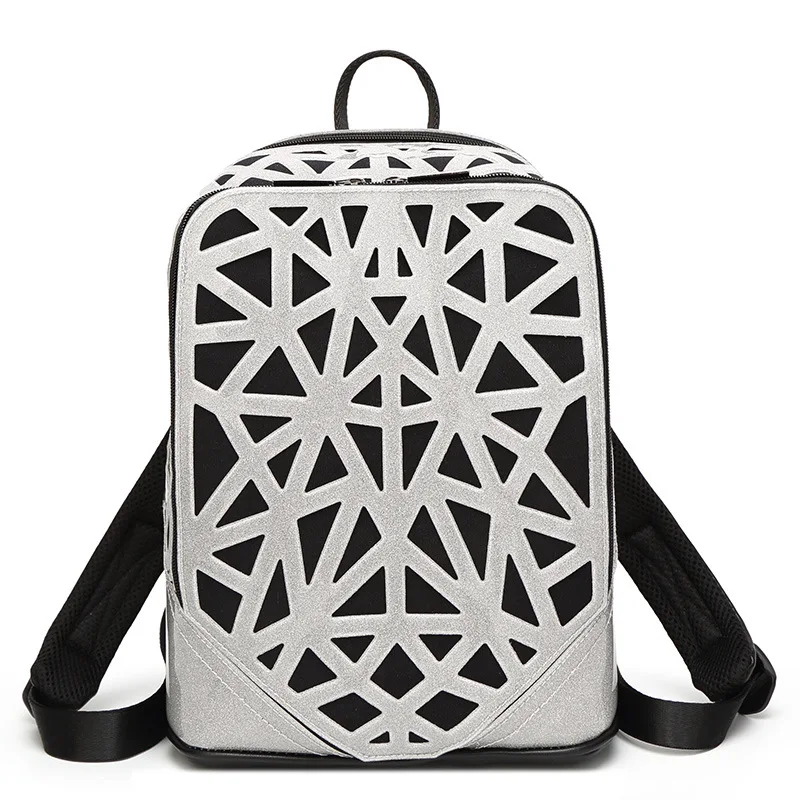 

Women Backpack School Female Geometric Plaid Sequin Female Backpacks For Teenage Girls Bagpack Bag Holographic Backpack New 2019