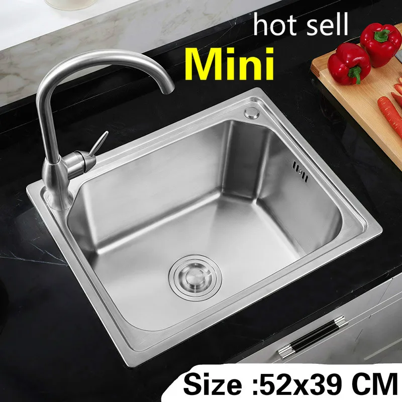 

Free shipping Apartment mini luxury kitchen single trough sink high quality 304 stainless steel hot sell 52x39 CM
