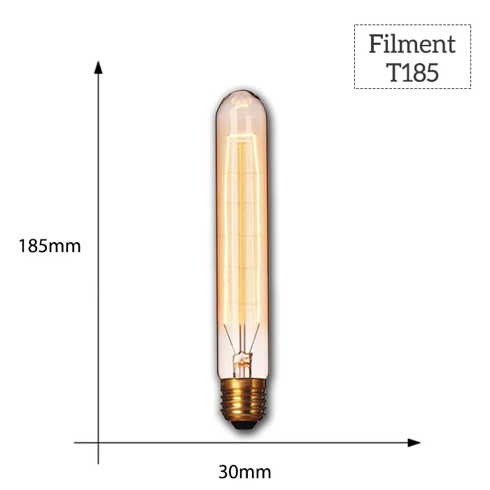 Диммируемый Ретро светильник Эдисона E27 40 Вт 110 В 220 В ампула Ретро лампа накаливания винтажный декоративный светильник - Цвет: T185 Filament