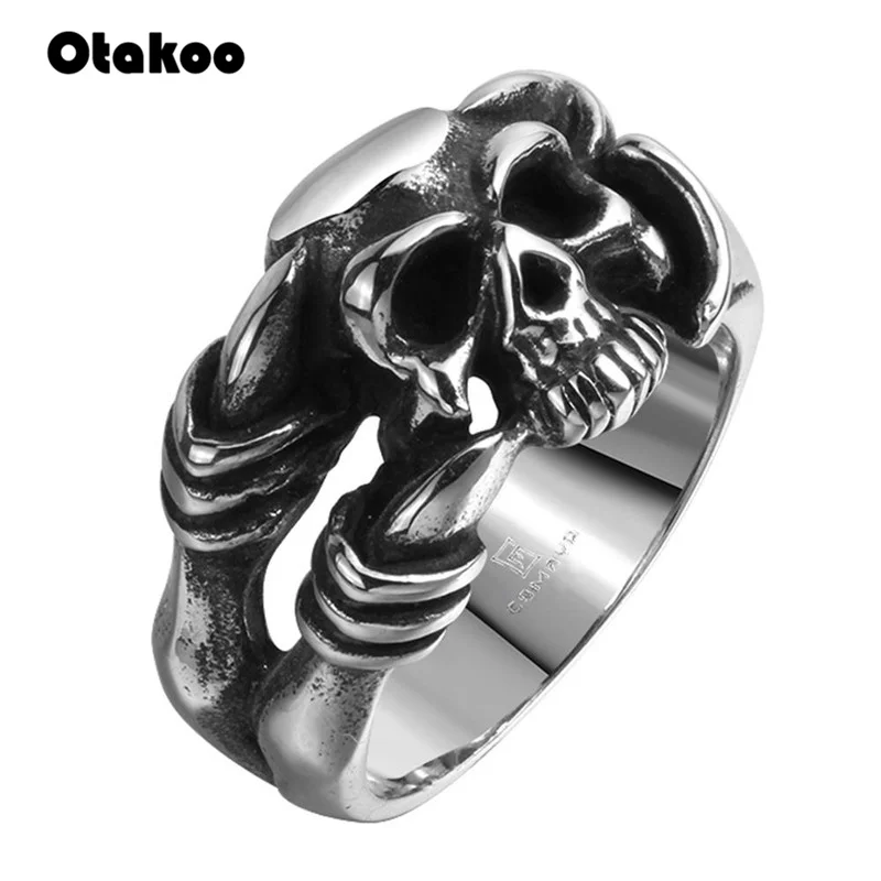 Otakoo New Gothic Mens Punk Motorcycle Biker Ring Fashion Claw Skull Skeleton Cool Man Finger Rings band fashion jewelry | Украшения и