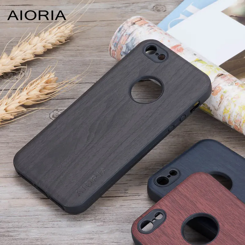 

Wooden design case for iPhone 5 5S SE soft TPU silicone material with wood PU leather skin covers for iphone 6 6S coque fundas