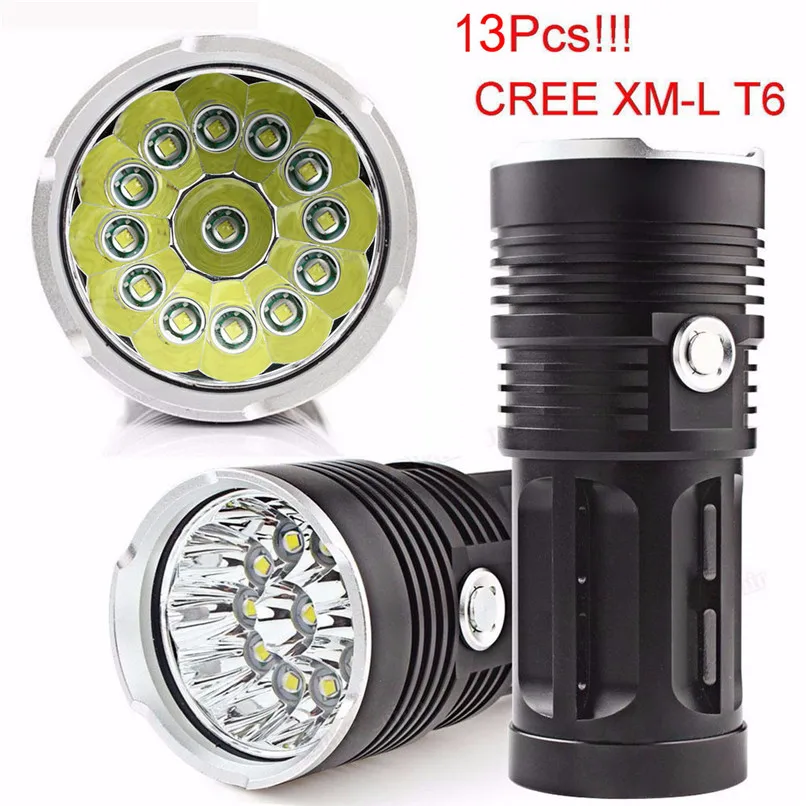 

Super Bright 3Modes 32000LM 13xT6 LED Torch Flashlight Waterproof Hunting Flashlight Bicycle Light Use 4 x 18650 Battery 40OT16