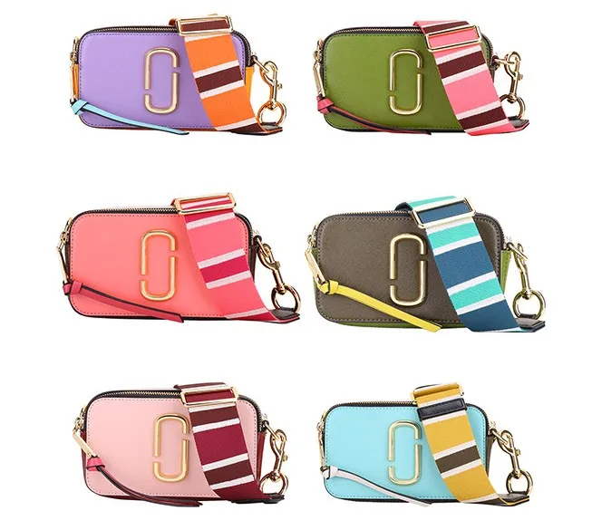 

2019 new color matching camera Baotou layer cowhide wide shoulder strap shoulder Messenger bag fashion leather handbags