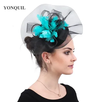 

Vintage wedding headwear tull fascinator hat women ladies bride new hair headwear feather flower nice cocktail hair accessory