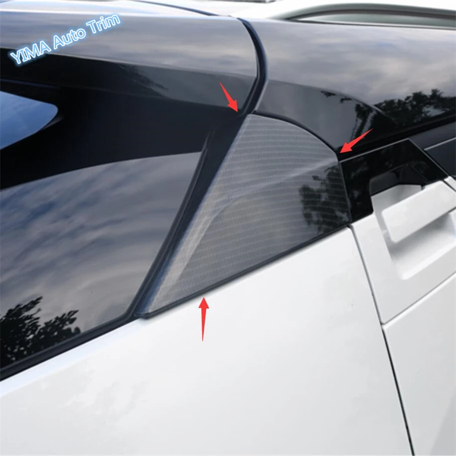 

Lapetus Auto Styling Rear Trunk Spoiler Triangle Protection Cover Trim Bright Carbon Fiber ABS For Toyota C-HR CHR 2016 - 2019