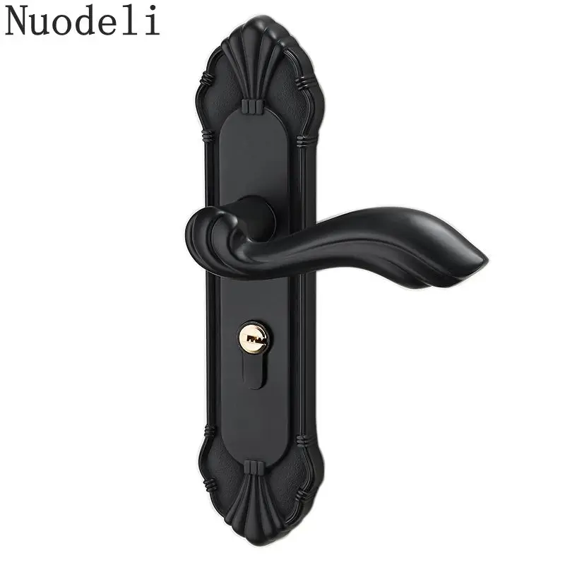 

Nuodeli Interior Door Lockset Solid and Beautiful Door Suit with Black European Door Handle Suitable for White Door