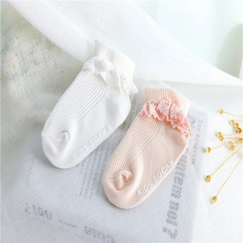 

6990 LK Children's double needle lace socks Baby loose socks Baby non-slippery princess socks