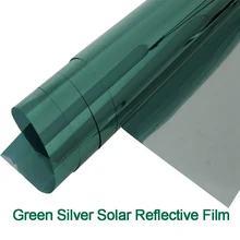 Односторонняя зеркальная зеленая Серебряная тонированная пленка для окна с управлением от солнца, отражающая от солнца пленка для окна, 1,52 м x 15 м/5ftx50ft