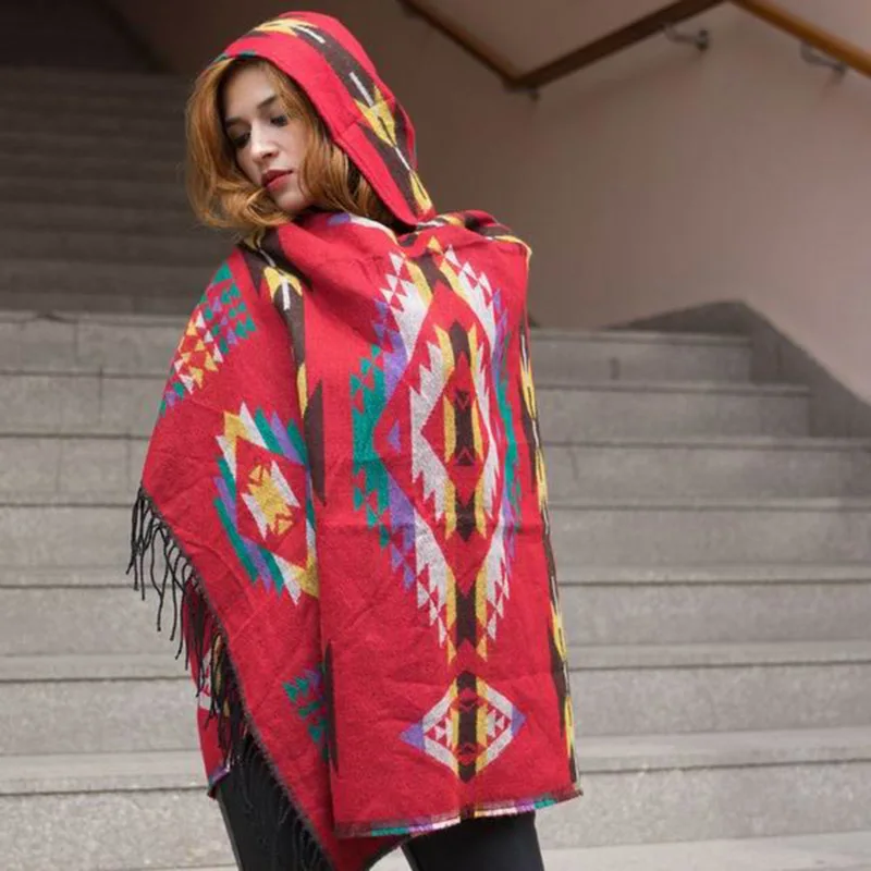 Женское пальто с капюшоном LaMaxPa Модное пончо в стиле ретро|scarf tribal|shawl scarffashion scarf |