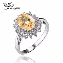 JewelryPalace Kate Princesa Diana 1.8ct Natural Citrino Anillo de Compromiso de Halo 925 Anillo de Plata Esterlina para Las Mujeres Joyería Fina
