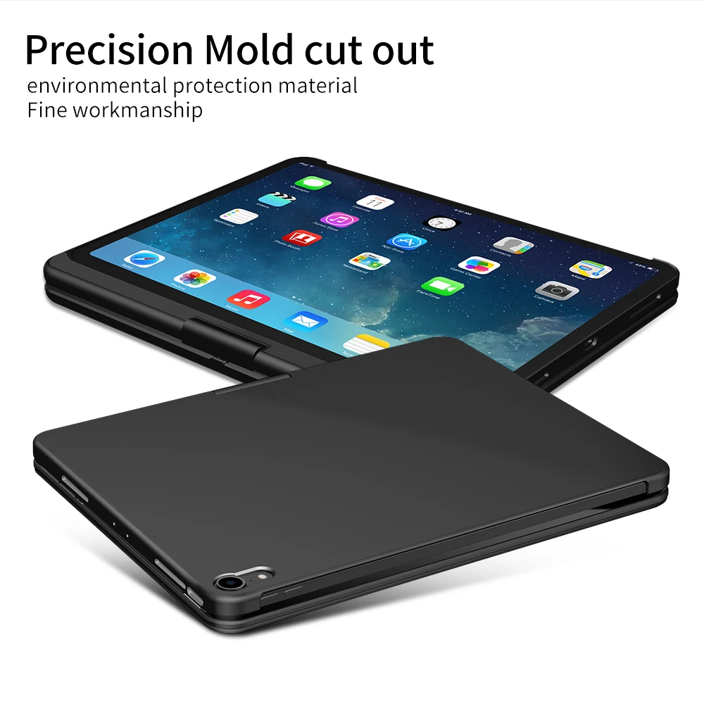 360 Degree Rotation case for ipad pro 11 inch with Wireless Bluetooth Keyboard Swivel Stand Heavy D