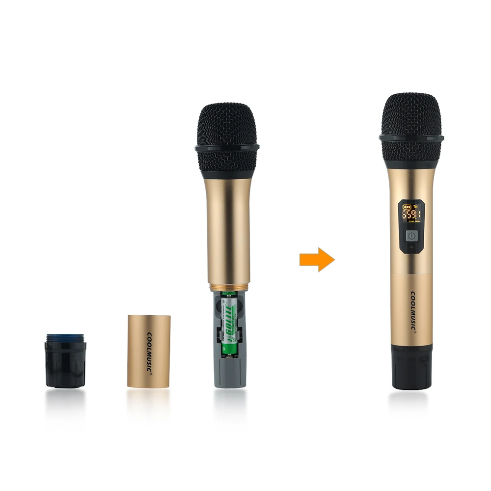 COOLMUSIC 10 каналов UHF микрофоны ручной с мини-приемником беспроводной микрофон системы для потокового Музыкальные инструменты