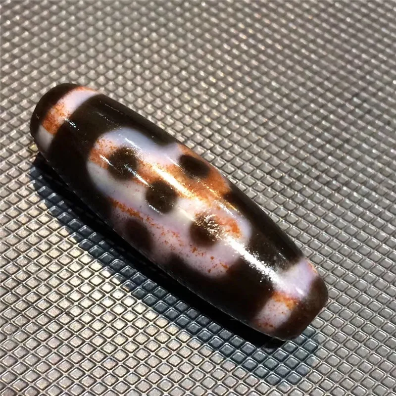 

190527-1 Cinnabar Ji Lightning five eyes 11.5*36.5mm Beads Natural Agate Material High Quality Amulet Collectible Free Shipping